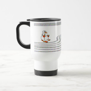 The Skiing Snowman - Travel Mug