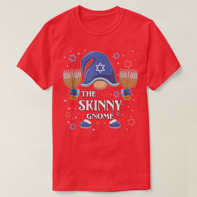 The Skinny Gnome Hanukkah Matching Family Pajama  T-Shirt (Design Front)