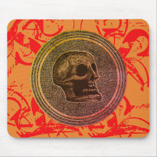 The Skull! (Circle Design ) 2018 Orange Red Mouse Pad