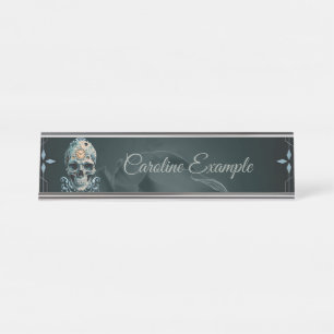 The Skull of Time: Roman numerals Desk Name Plate