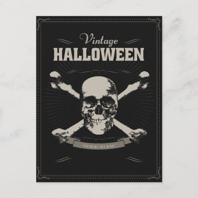 The Skull With Crossbones On A Black Background Postcard (Front)