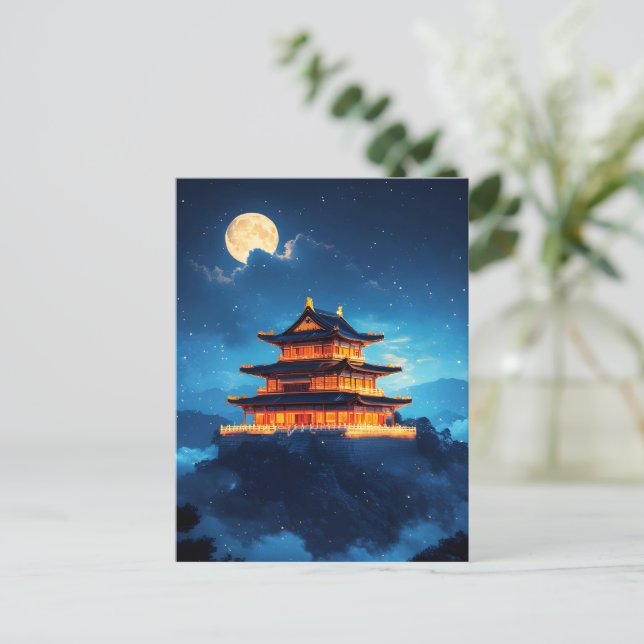 The Sky Palace at Midnight Postcard (Standing Front)