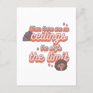 The sky’s the limit   Women's Rights Pink Retro Postcard