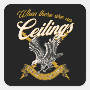 The sky’s the limit Women's Rights Yellow Eagle Square Sticker