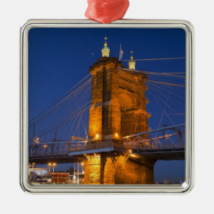 The skyline of Cincinnati, Ohio, USA at dusk Metal Ornament