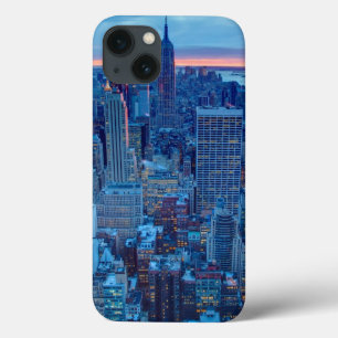 The skyscrapers of Manhattan are lit iPhone 13 Case
