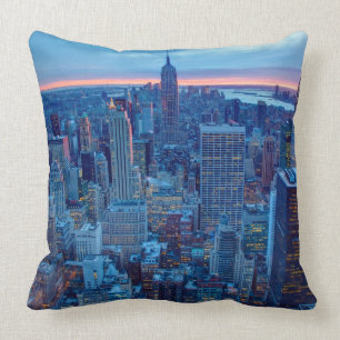 The skyscrapers of Manhattan are lit Cushion