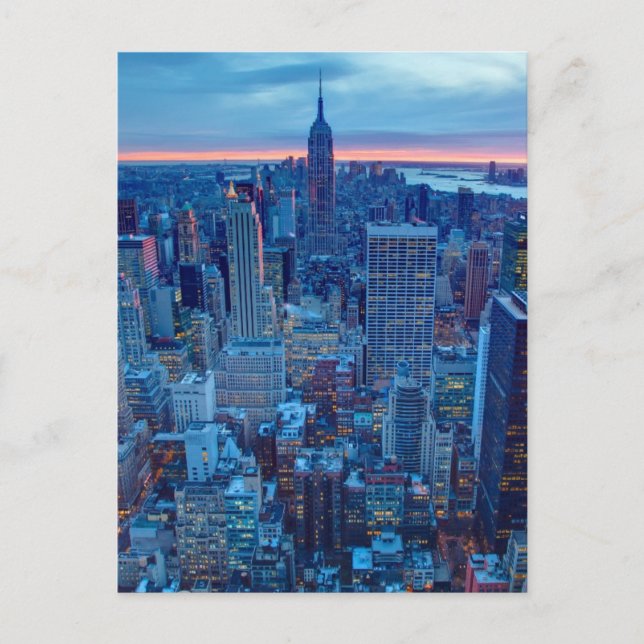 The skyscrapers of Manhattan are lit Postcard (Front)