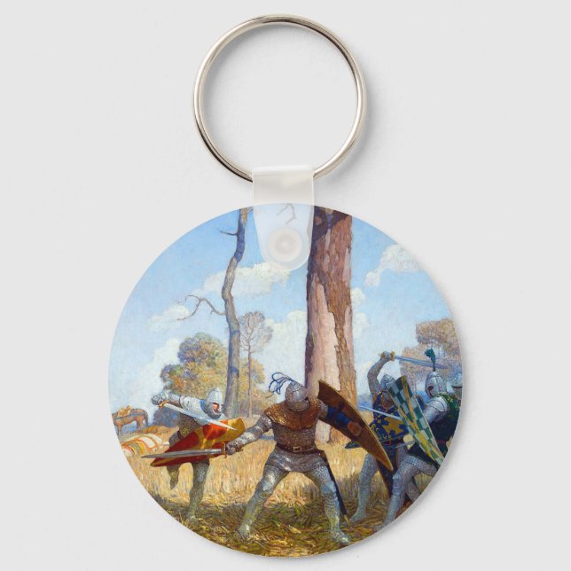 The Slaying of Sir Lamorak, c. 1922 by N.C. Wyeth Key Ring (Front)
