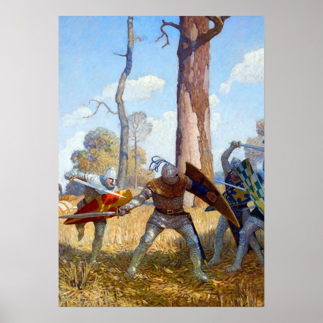 The Slaying of Sir Lamorak, c. 1922 by N.C. Wyeth Poster (Front)