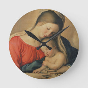 The Sleeping Christ Child (oil on canvas) Round Clock