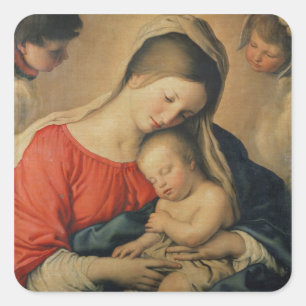 The Sleeping Christ Child (oil on canvas) Square Sticker