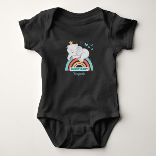 The Sleeping Elephant on Rainbow Personalised Baby Bodysuit