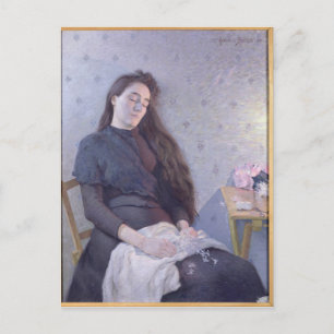 The Sleeping Flower Girl, 1892 Postcard