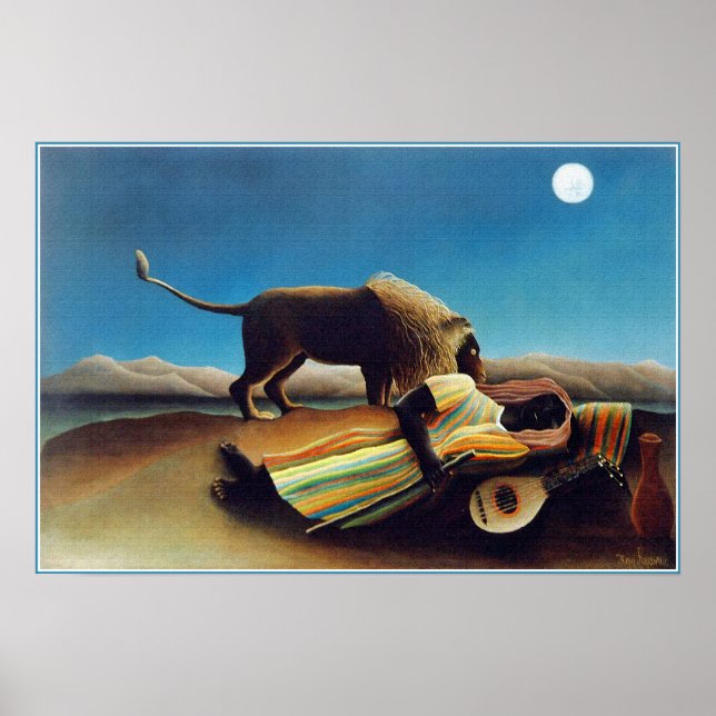 "The Sleeping Gypsy" by Henri Rousseau Poster (Front)