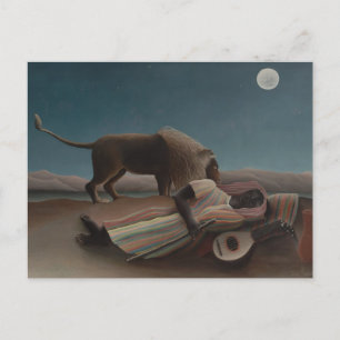 The Sleeping Gypsy by Henri Rousseau, Vintage Art Postcard