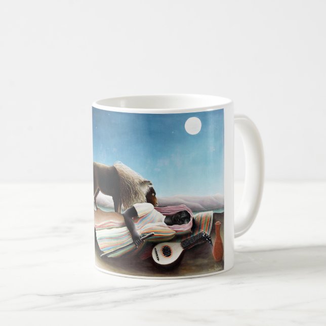 The Sleeping Gypsy, Henri Rousseau (1897) Coffee Mug (Front Right)