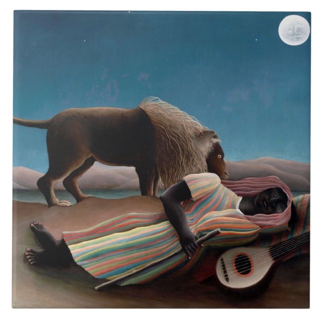 The Sleeping Gypsy, Henri Rousseau Ceramic Tile (Front)