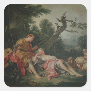 The Sleeping Shepherdess Square Sticker