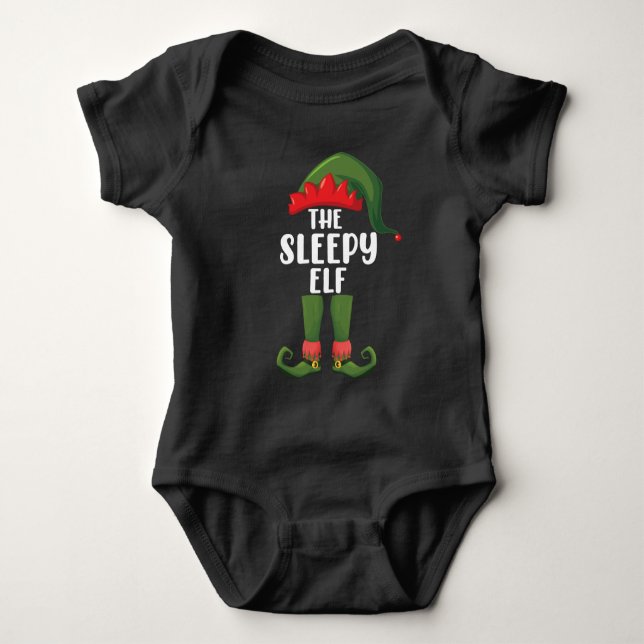The Sleepy Elf Family Matching Group Christmas  Baby Bodysuit (Front)