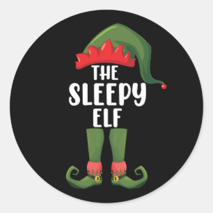 The Sleepy Elf Family Matching Group Christmas Classic Round Sticker