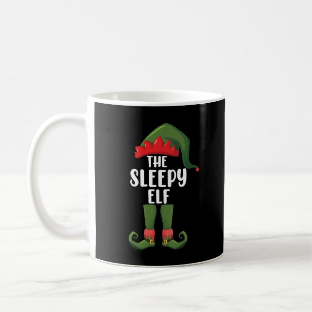The Sleepy Elf Family Matching Group Christmas  Coffee Mug (Left)