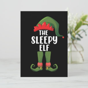 The Sleepy Elf Family Matching Group Christmas  Invitation