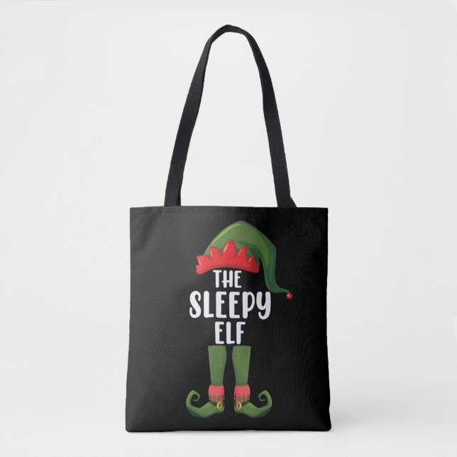 The Sleepy Elf Family Matching Group Christmas  Tote Bag (Front)