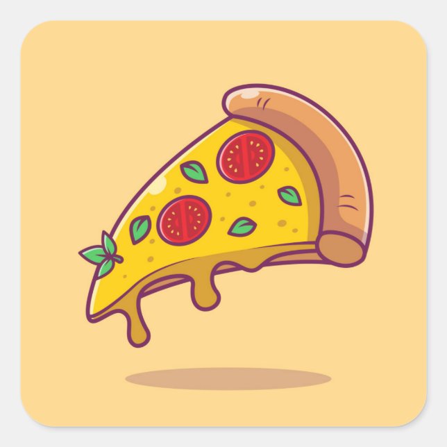 The slice of pizza square sticker (Front)