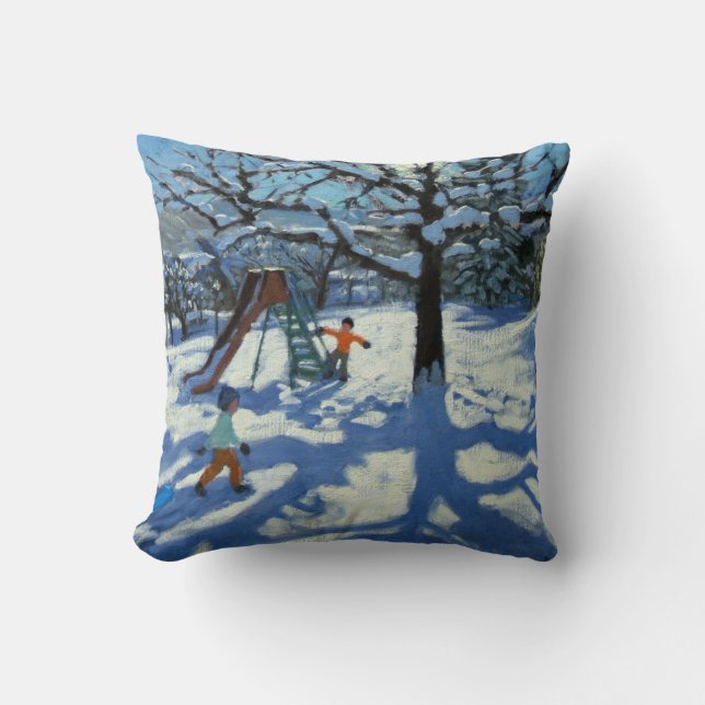 The slide in winter Bourg St Moritz Cushion (Front)