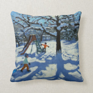 The slide in winter Bourg St Moritz Cushion