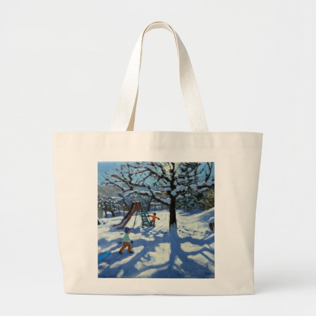 The slide in winter Bourg St Moritz Large Tote Bag (Front)