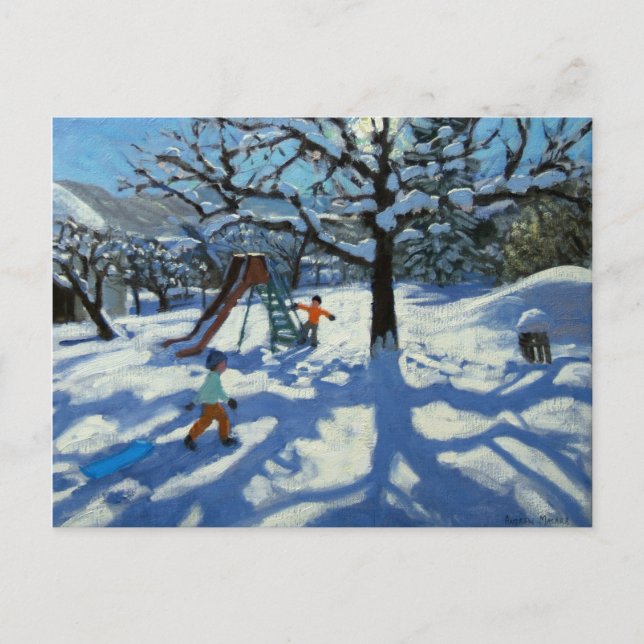 The slide in winter Bourg St Moritz Postcard (Front)