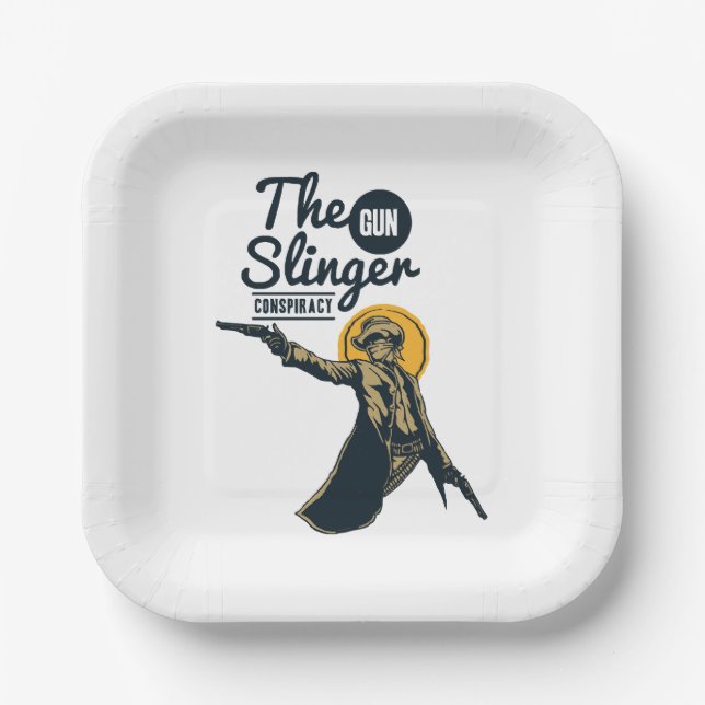 the slinger gun conspiracy paper plate (Front)