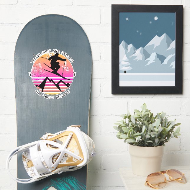 The Slopes Are Calling Retro Sunset Skier  (Snowboard)