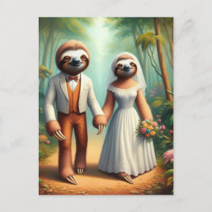 The Sloth Bride and Groom Postcard