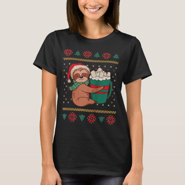 The sloth needs warm milk   Christmas Raglan Baseb T-Shirt (Front)