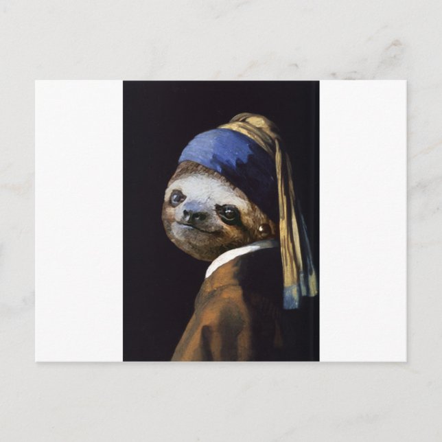 The Sloth with A Pearl Earring Postcard (Front)