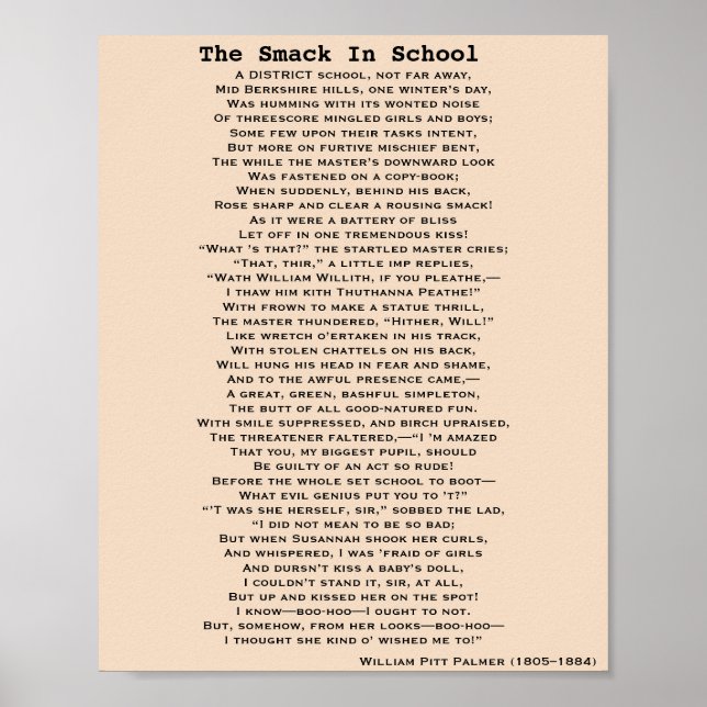 THE SMACK IN SCHOOL POEM poster (Front)