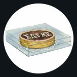 The Small Cake Said Eat Me, So Alice Did! Classic Round Sticker<br><div class="desc">The Small Cake Said Eat Me,  So Alice Did!  From Alice's Adventures in Wonderland -  Great Fun!</div>