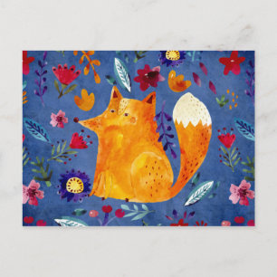 The Smart Fox in Flower Garden Postcard