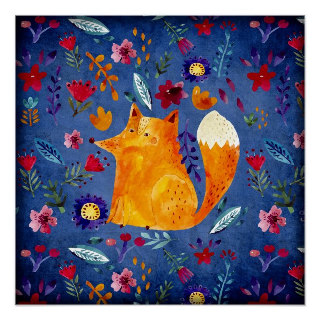 The Smart Fox in Flower Garden Poster (Front)