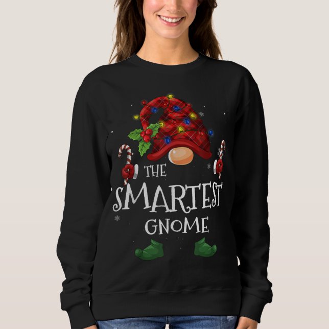 The Smartest Gnome Buffalo Plaid Christmas Tree Li Sweatshirt (Front)