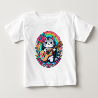 The Smiling Cat with a Guitar Baby T-Shirt
