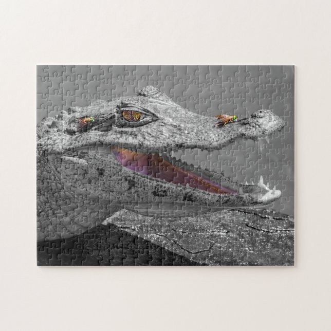 The smiling crocodile and the flies - Costa Rica Jigsaw Puzzle (Horizontal)