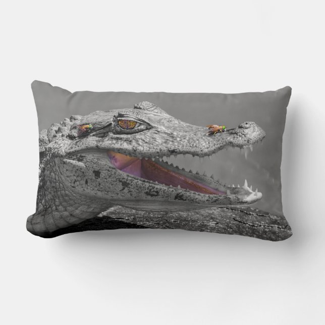 The smiling crocodile and the flies - Costa Rica Lumbar Cushion (Front)