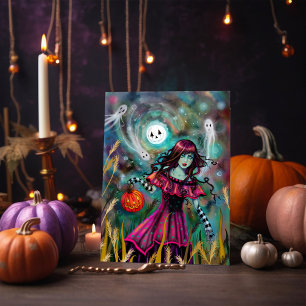 The Smiling Moon Gothic Fantasy Halloween Art Card