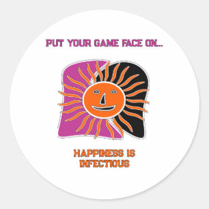The smiling sun face classic round sticker