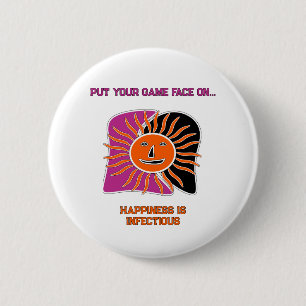 The smiling sun face  magnet 6 cm round badge