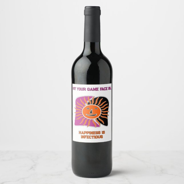 The smiling sun face   wine label (Front)